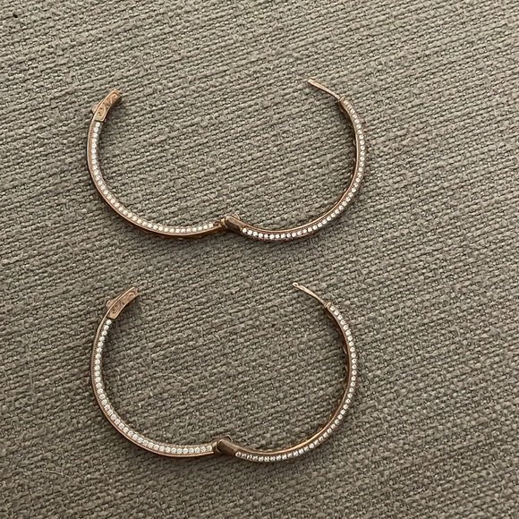 Set of Hoops Rose Gold and Crystal Stamped 925 - Picture 4 of 5